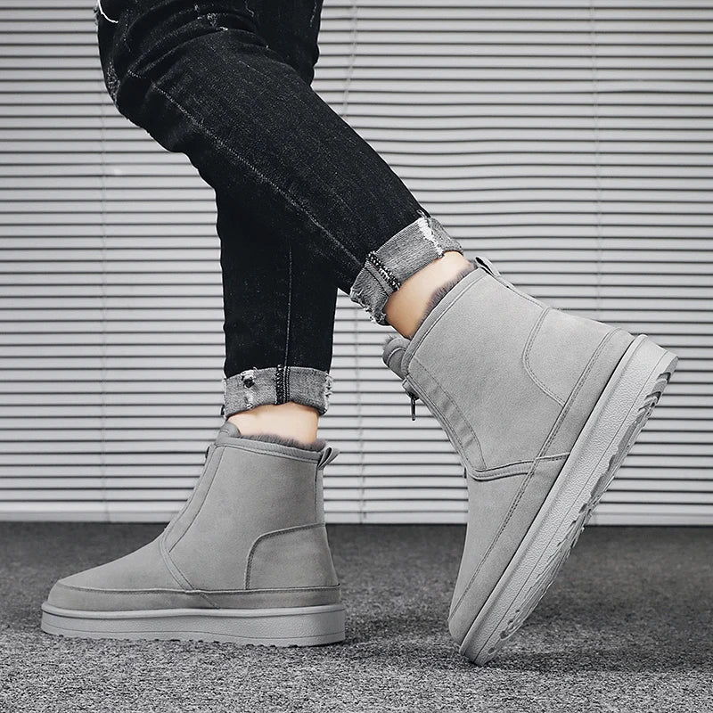 Men's Winter Snow Boots - Waterproof Fur-Lined Chelsea Boots