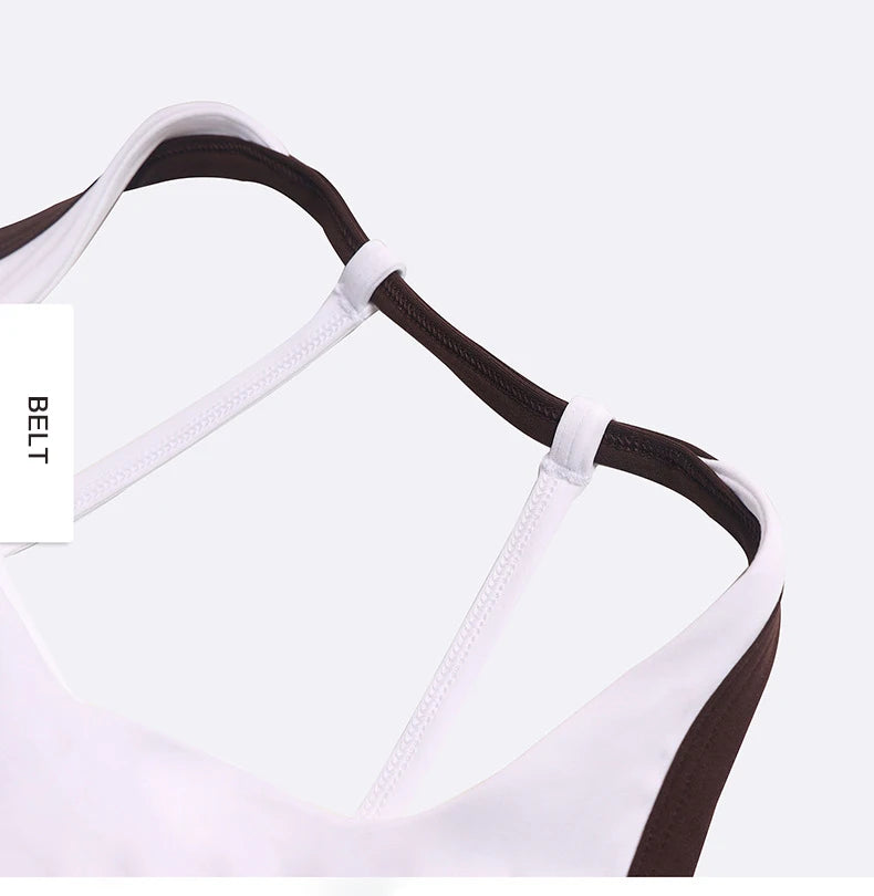 Two-Tone Nylon Sports Bra - Removable Chest Pad