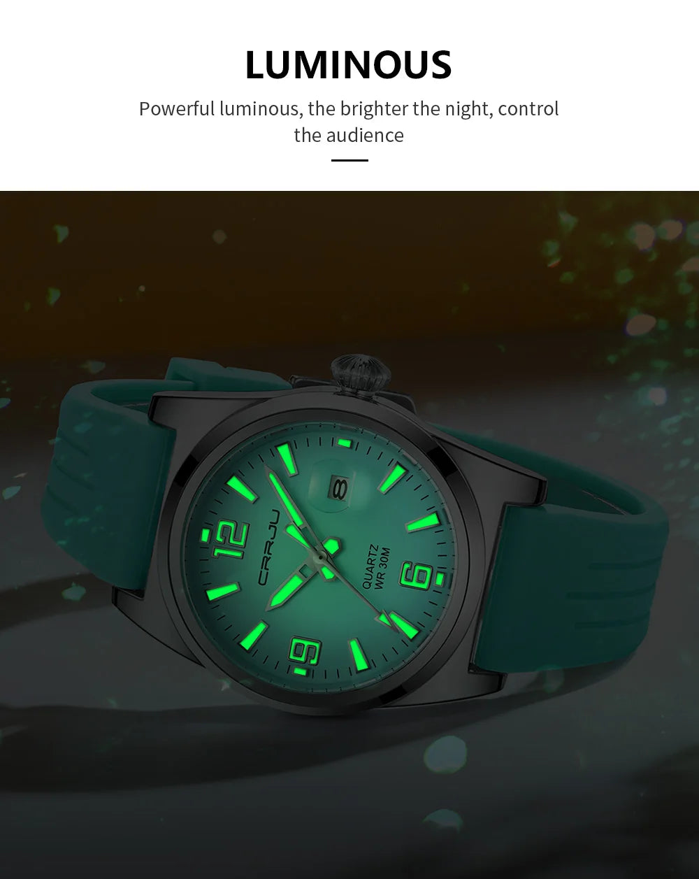 Casual Quartz Wristwatch - Waterproof Sport Watch with Silicone Strap & Luminous Display
