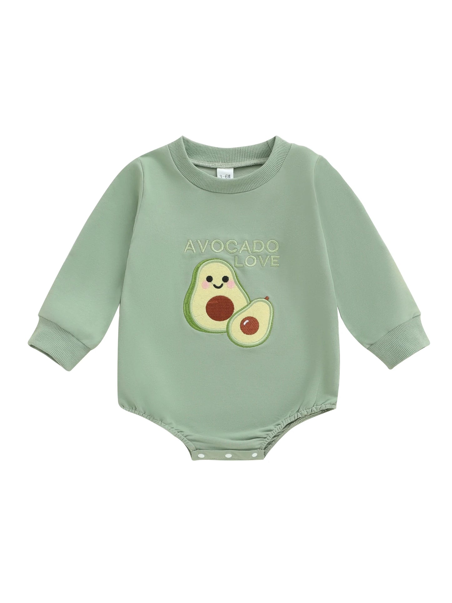 Baby Fall Winter Romper - Long Sleeve Crew Neck Embroidery Fruit Letters Bodysuit