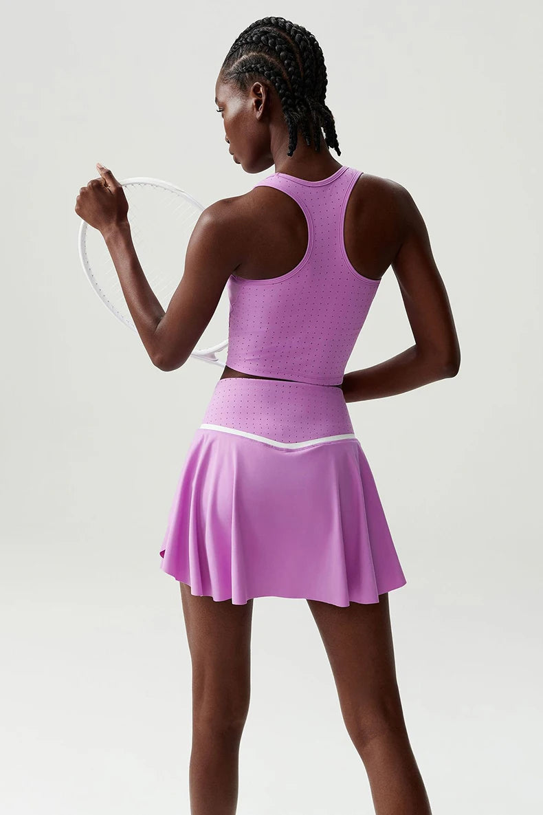Women's Two Piece Tennis Skirt Set - Soft Stretchy Outdoor Running Suit