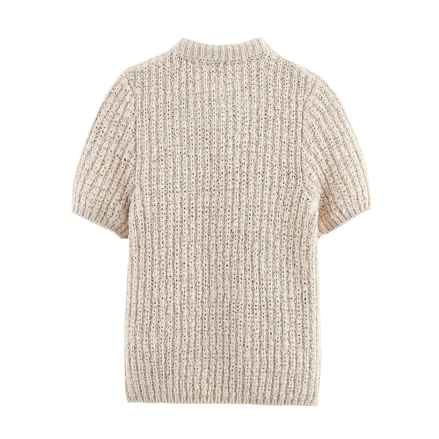Women's Sheer Knit Short Sleeve Jacket with Bow Detail