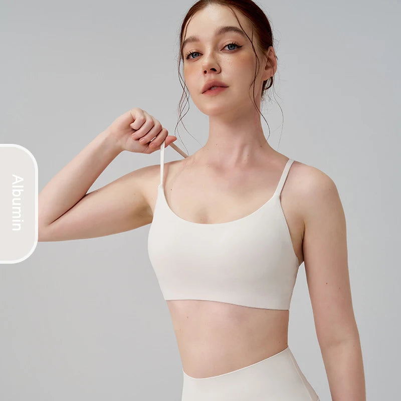 Nylon Spandex Yoga Bra Top - Removable Pads & Adjustable Straps