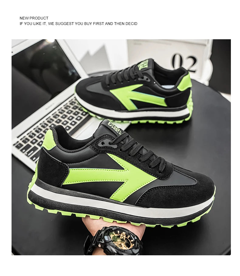 Men's Casual Sneakers Breathable Running Sport Shoes Tennis Sneakers Lace Up Platform Trainers Shoes