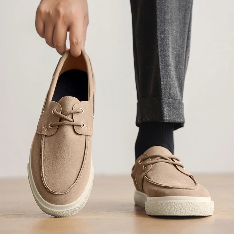 Slip-On Leather Sneakers - Men's Breathable Skateboard & Tennis Loafers