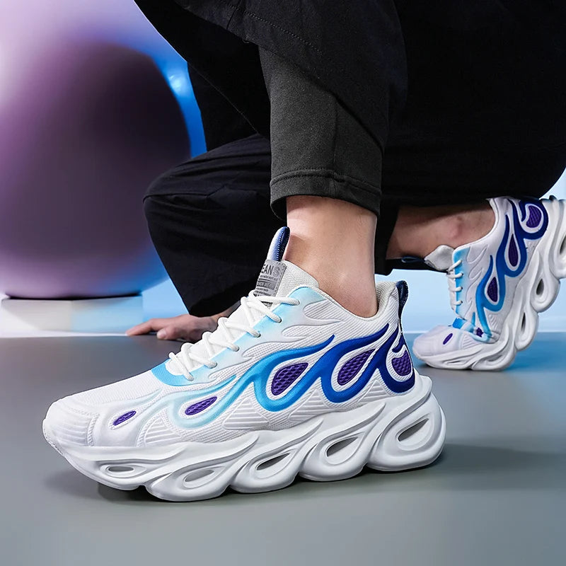 Men's Casual Sneakers Breathable Sports Light Running Tennis Sneaker Lace Up Platform Trainers Shoes