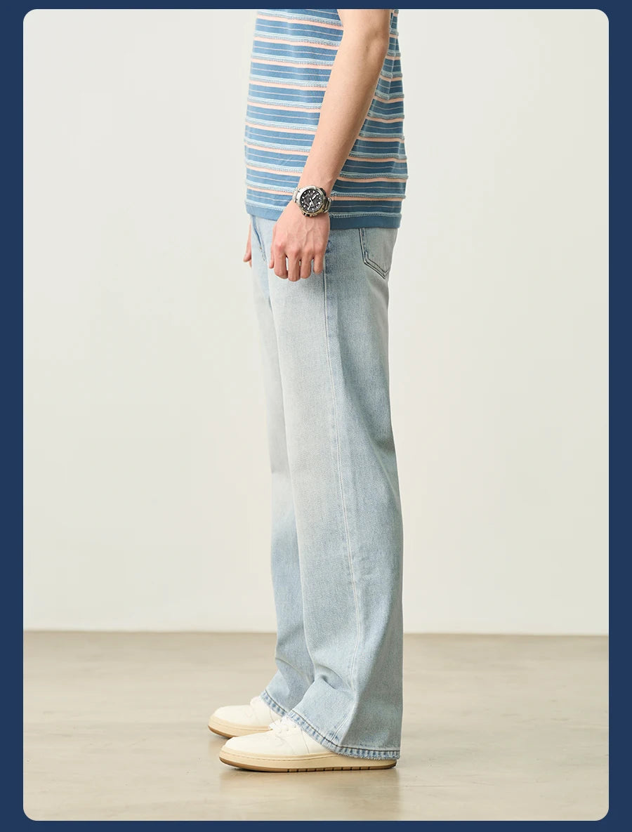 Men's High Standard Loose Relaxed 13.8oz 100% Cotton Ripped Denim Jeans - Plus Size