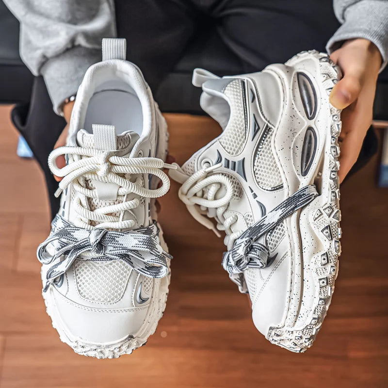 Platform Strap Sneakers - Men's Breathable Skateboard & Tennis Trainers