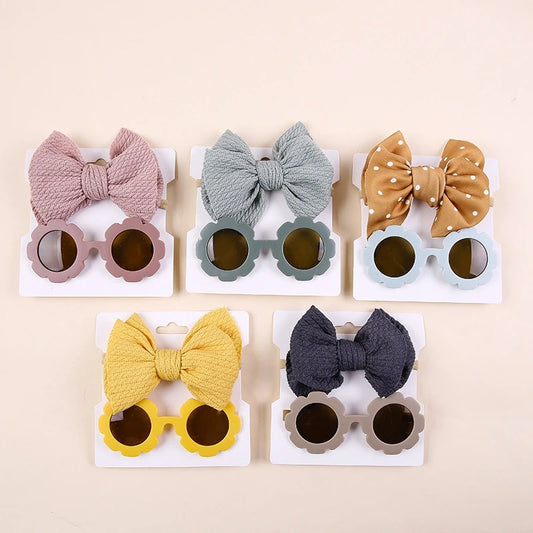 Kids Girls Sunglasses Headband 2pcs Sets Lightweight Sunglasses for Toddler