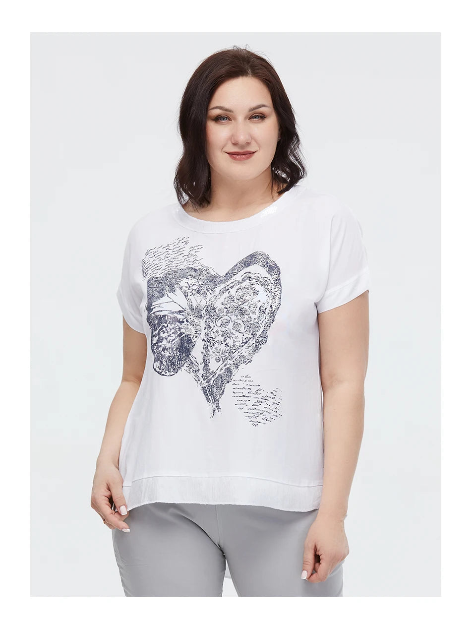 Women's Oversized Short Sleeve Sequin Print Cotton Top