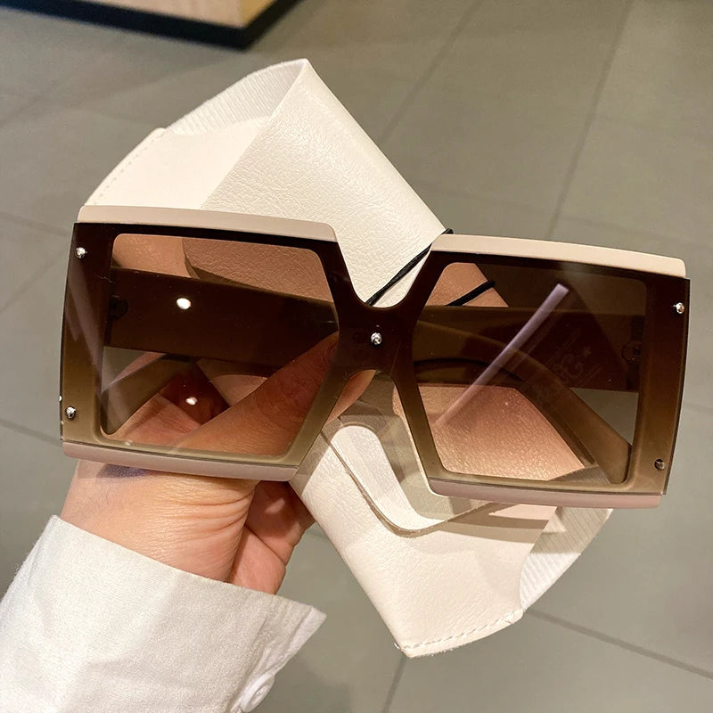 Women's Square Oversized One-pieces Gradient Sunglasses