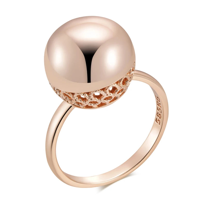 Statement Rose Gold Ball Ring - Glossy Wedding Band