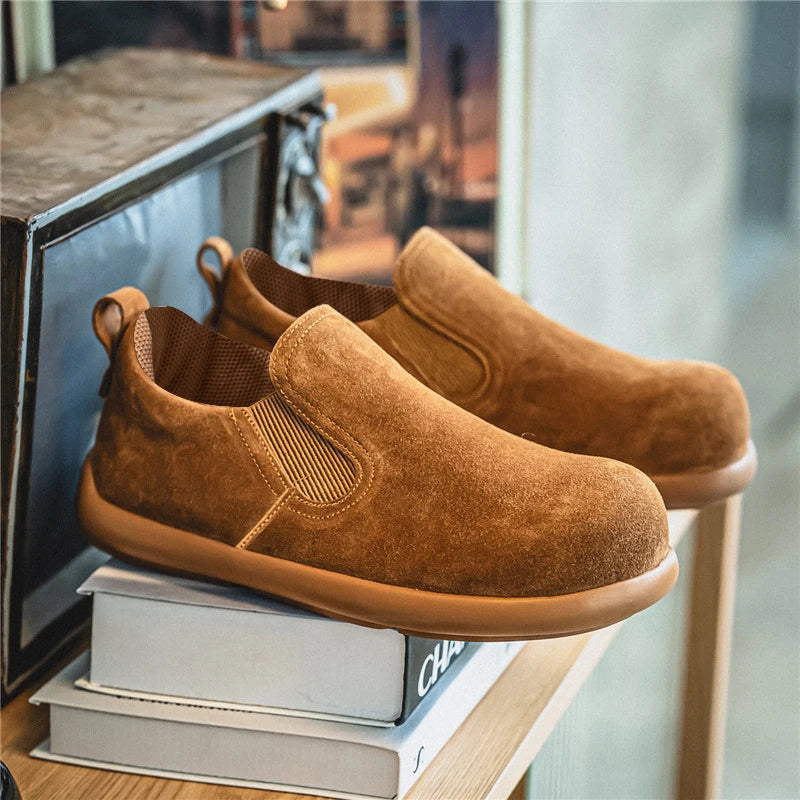 Men's Casual Sneakers British Style Loafers Slip-on Suede Leather Shoes