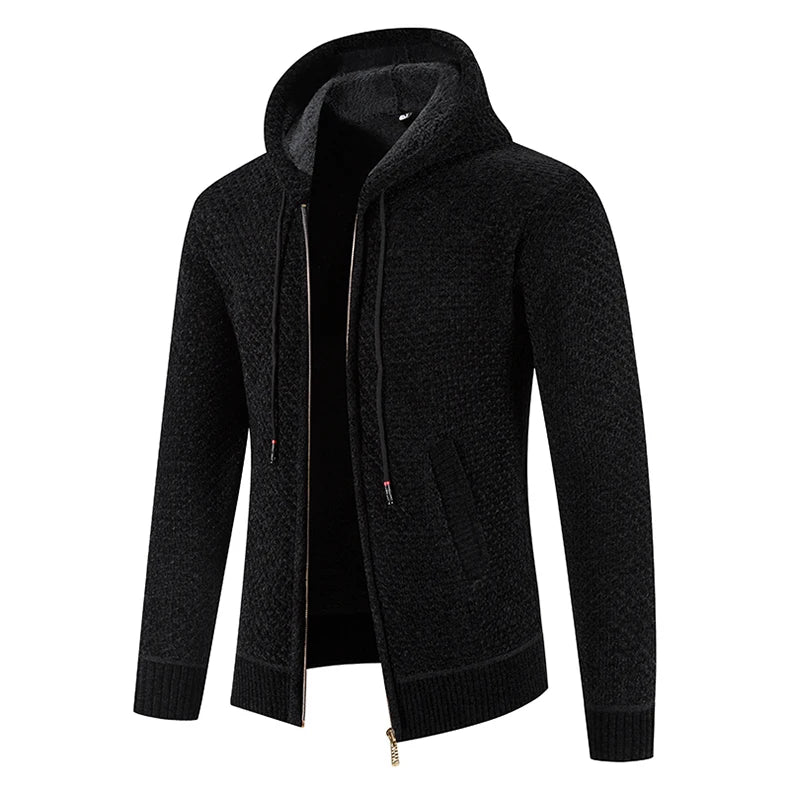 Men's Hooded Zip Cardigan Sweater - Thick Warm Winter Coat