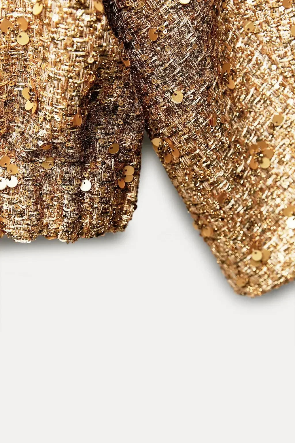 Women's Glitter Chic  Sequined  Long Sleeve Gold  Bomber Jacket