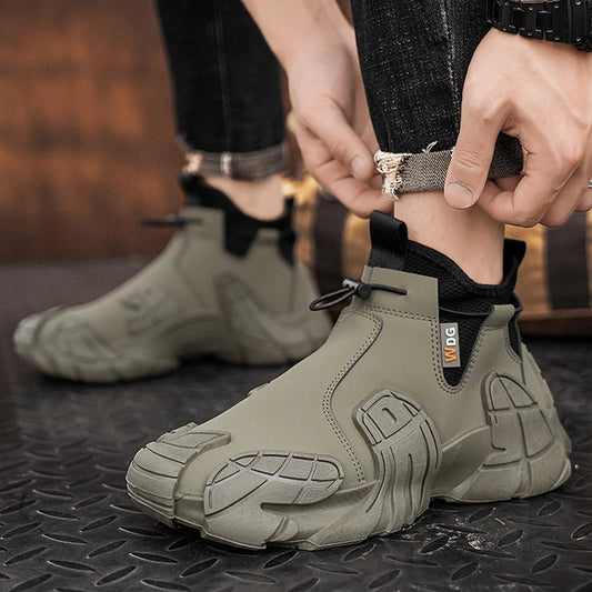 High-Top Platform Sneakers - Men's Slip-On Ankle Boots