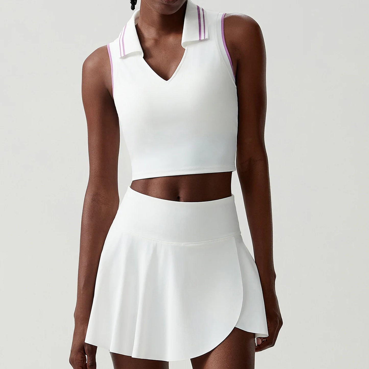 Women's Two-Piece Fitness Set with Pocket Tennis Skirt - Complete Workout Outfit