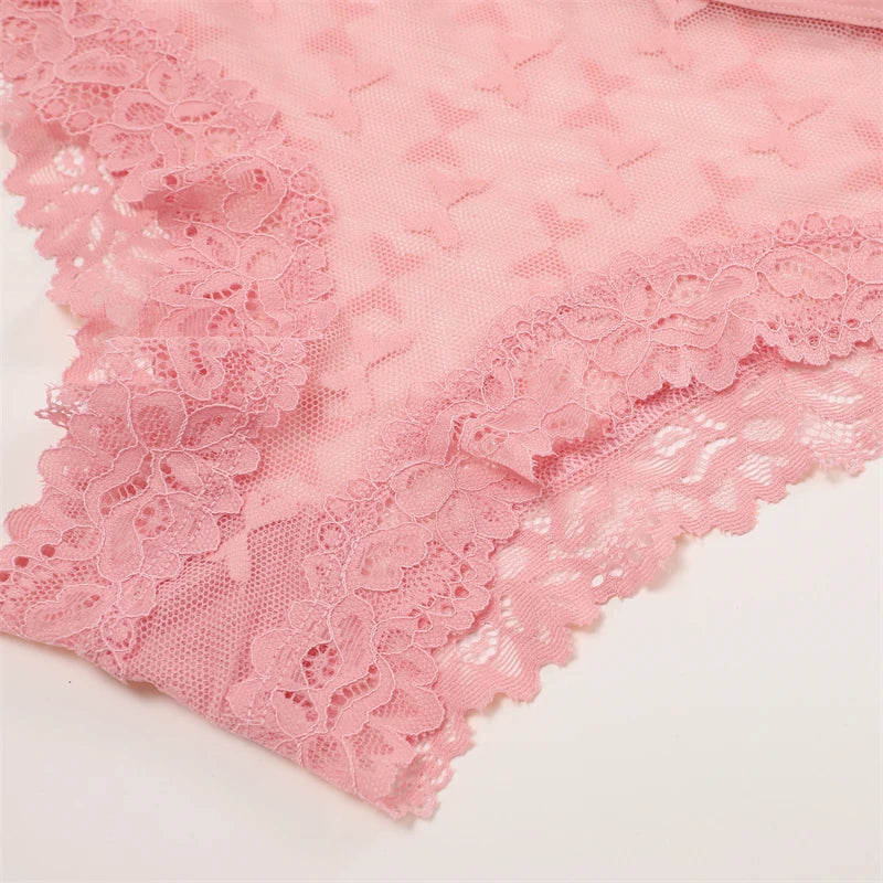 Women's Lace Underwear 3-Piece Set - Floral Hollow Out Briefs