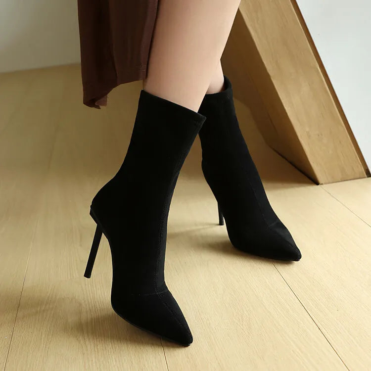 Suede Elastic Ankle Boots