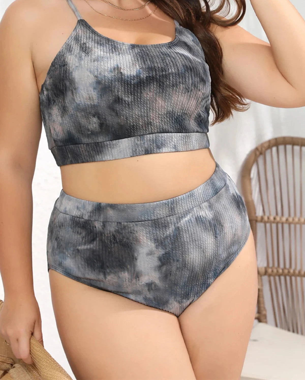 Tie Dye Bikini Set - High Waist Two Piece Swimsuit