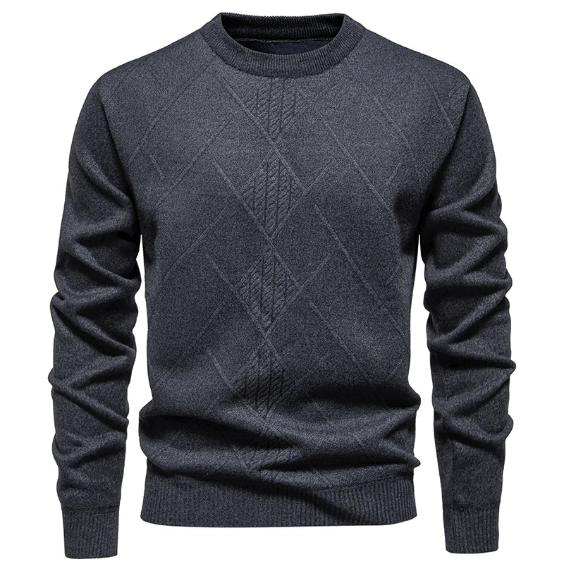 Thick Knit Geometric Pullover - Men's Warm Casual Sweater