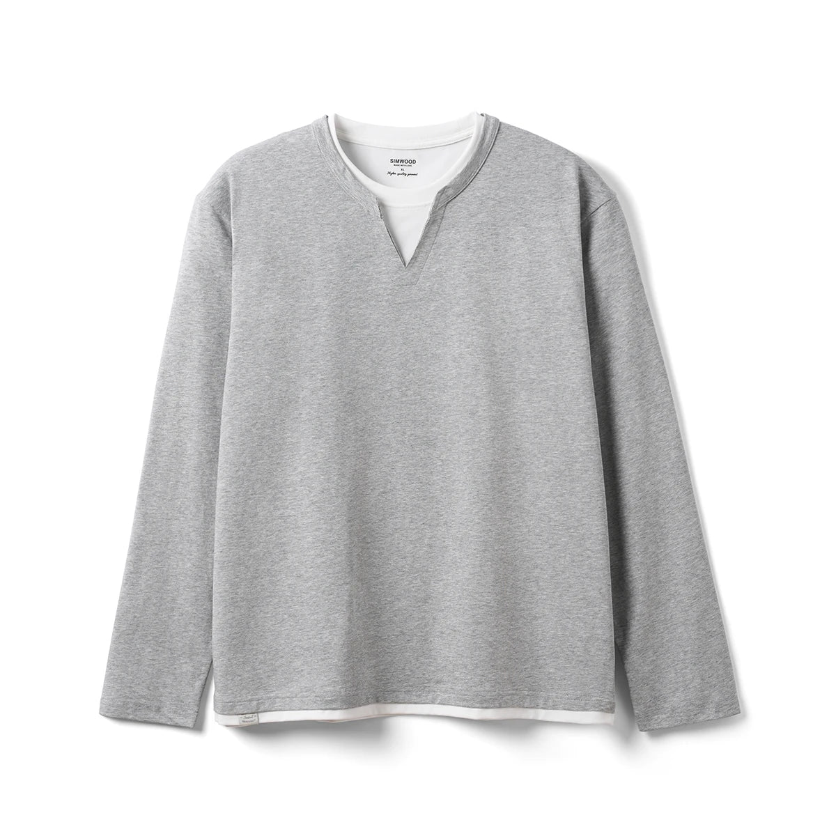Men's Spring Long Sleeve Fake Double Layer 210gsm Sorona Fabric T-Shirt