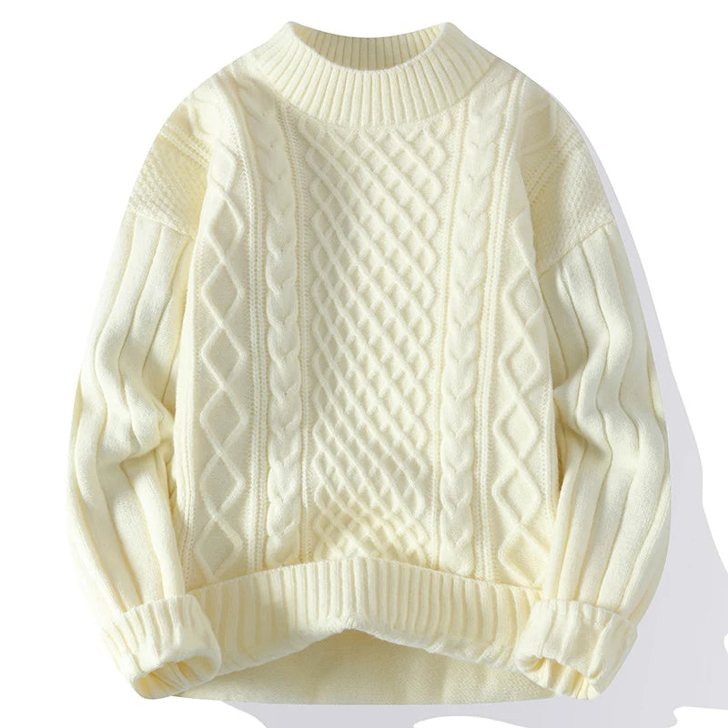 Men's Mock Neck Knitted Pullover Sweater
