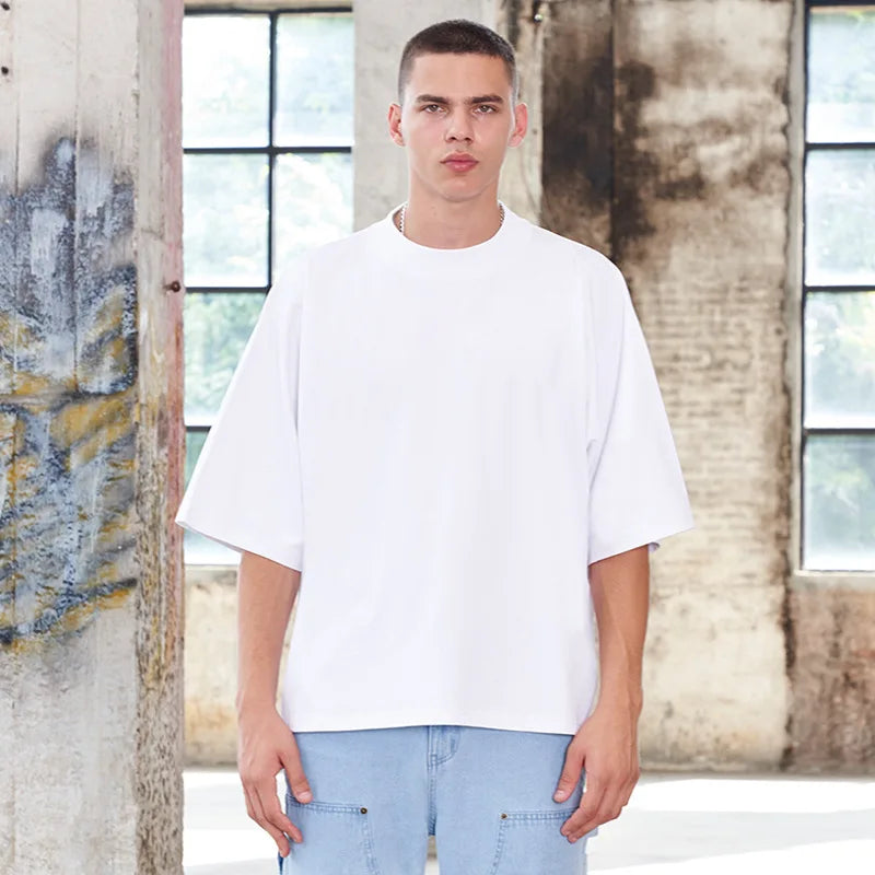 Men's Short Sleeve Heavy Cotton Half Sleeve Summer Crew Neck T-Shirt