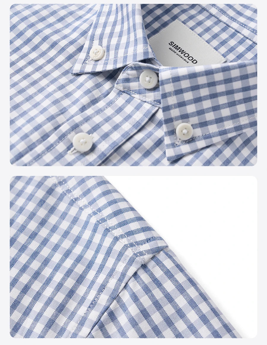 Men's Spring Oversize 170gsm Liquid Ammonia Finish 100% Cotton Fabric Checked Plaid Casual Shirt