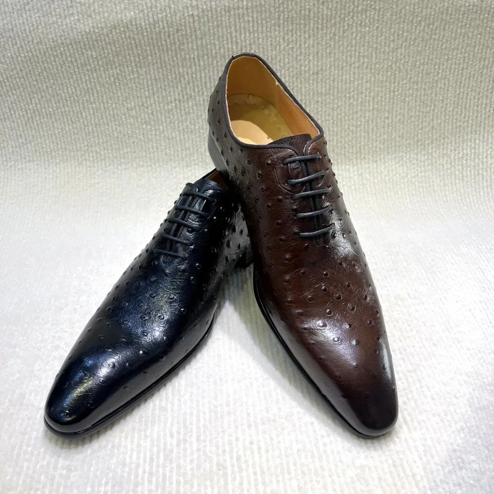 Crocodile Pattern Square Toe Brogue Leather Oxford Shoes