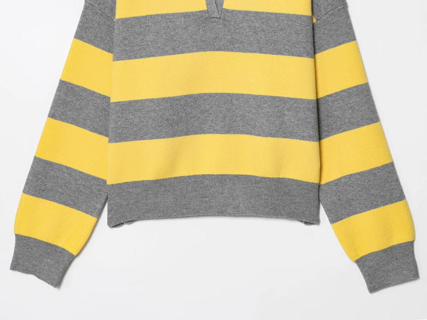 Striped Knit Polo Neck Sweater