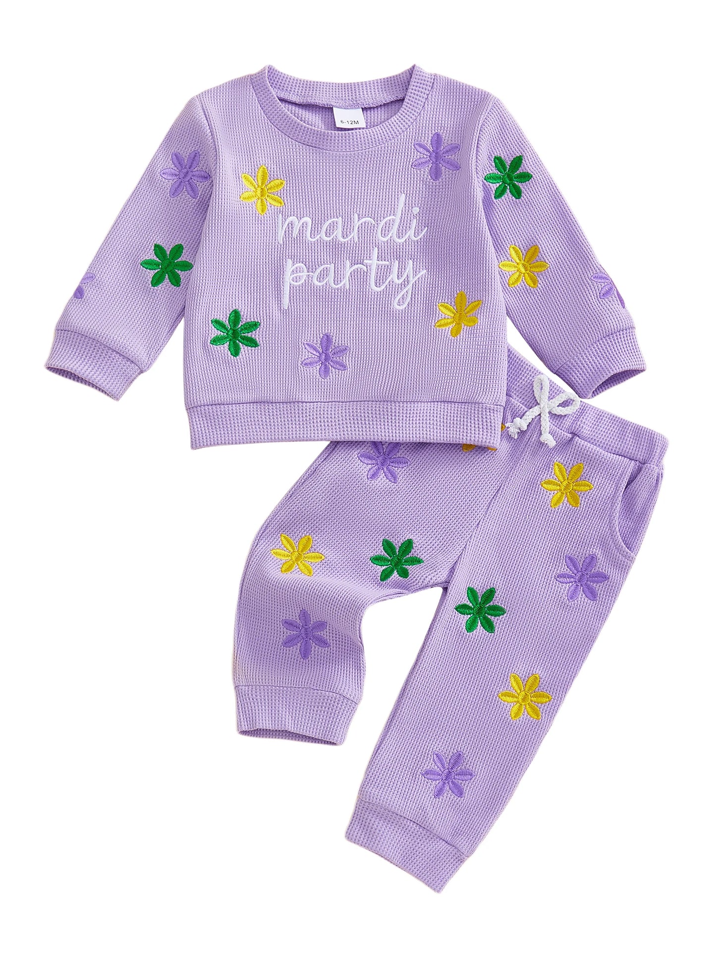 Toddler Kids Girls Carnival Long Sleeve Letter Floral Embroidery Sweatshirt and Pants Set
