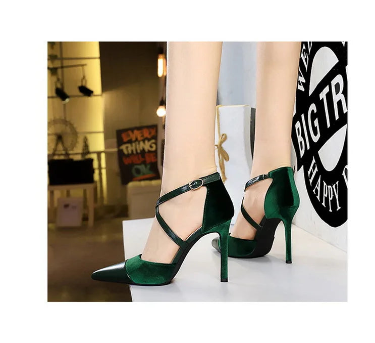 Women's 9 Cm Heels Hollow Cross Strap Heeled  Stilettos