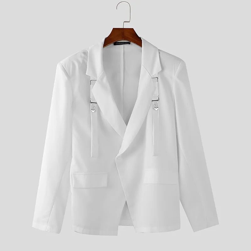 Men's Deconstruct Metal Buckle Long Sleeved Blazer