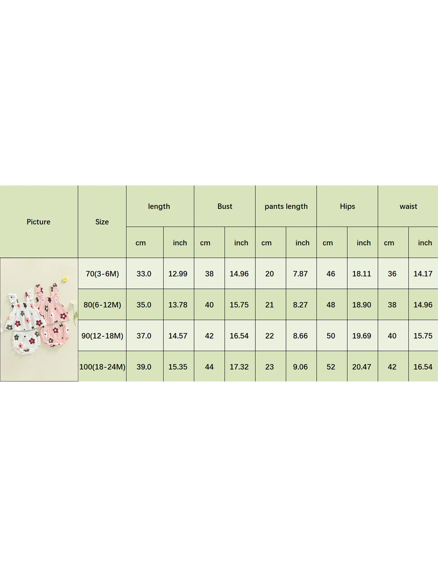 Baby Girls Floral Outfit Set - Sleeveless Top & Bloomers Shorts (0-24M)