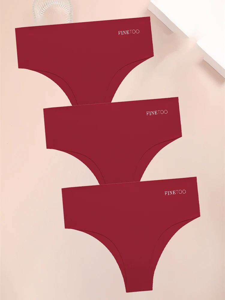 3PCS Women's Seamless Plus Size Underwear High Waist Briefs Stretch Comfortable Traceless Lingerie