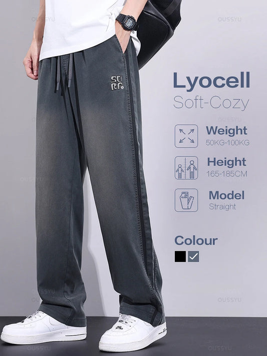 Men's Elastic Waist Thin Soft Lyocell Fabric Jeans