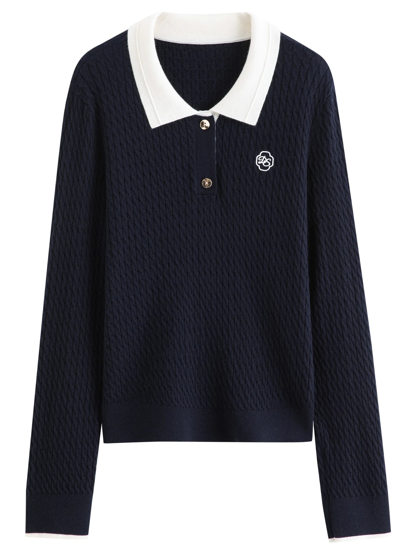 Ribbed Knit Polo Top - Relaxed Fit Collared Pullover