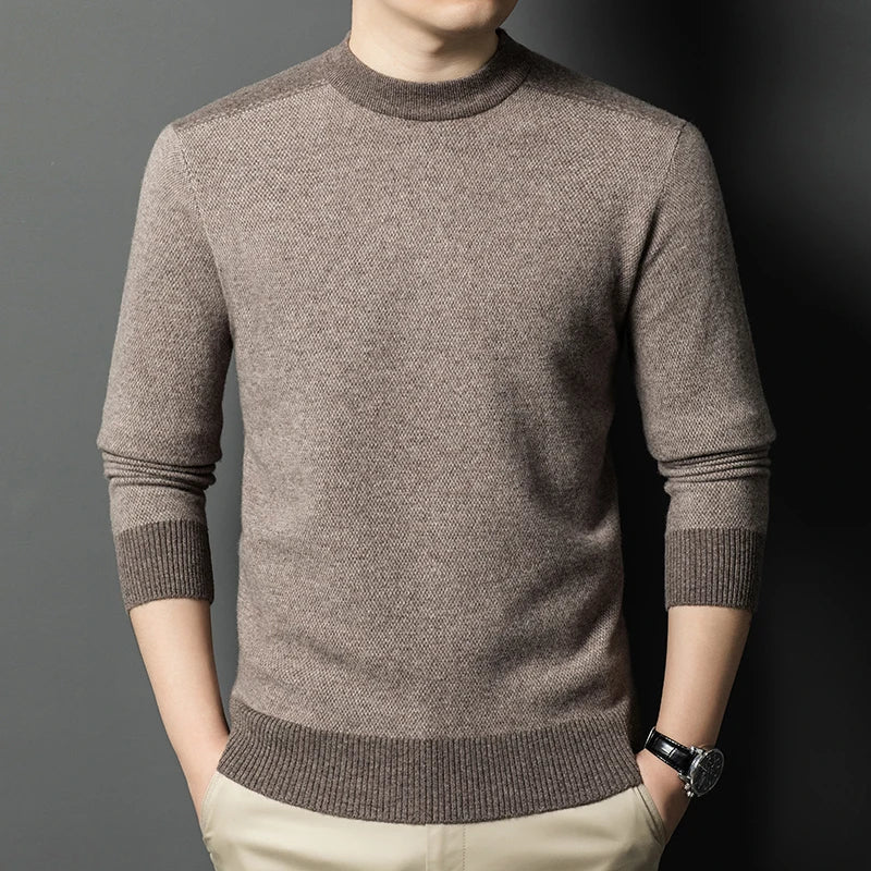 Autumn Winter Mock Neck Sweater - Thick Slim Fit Knit Pullover