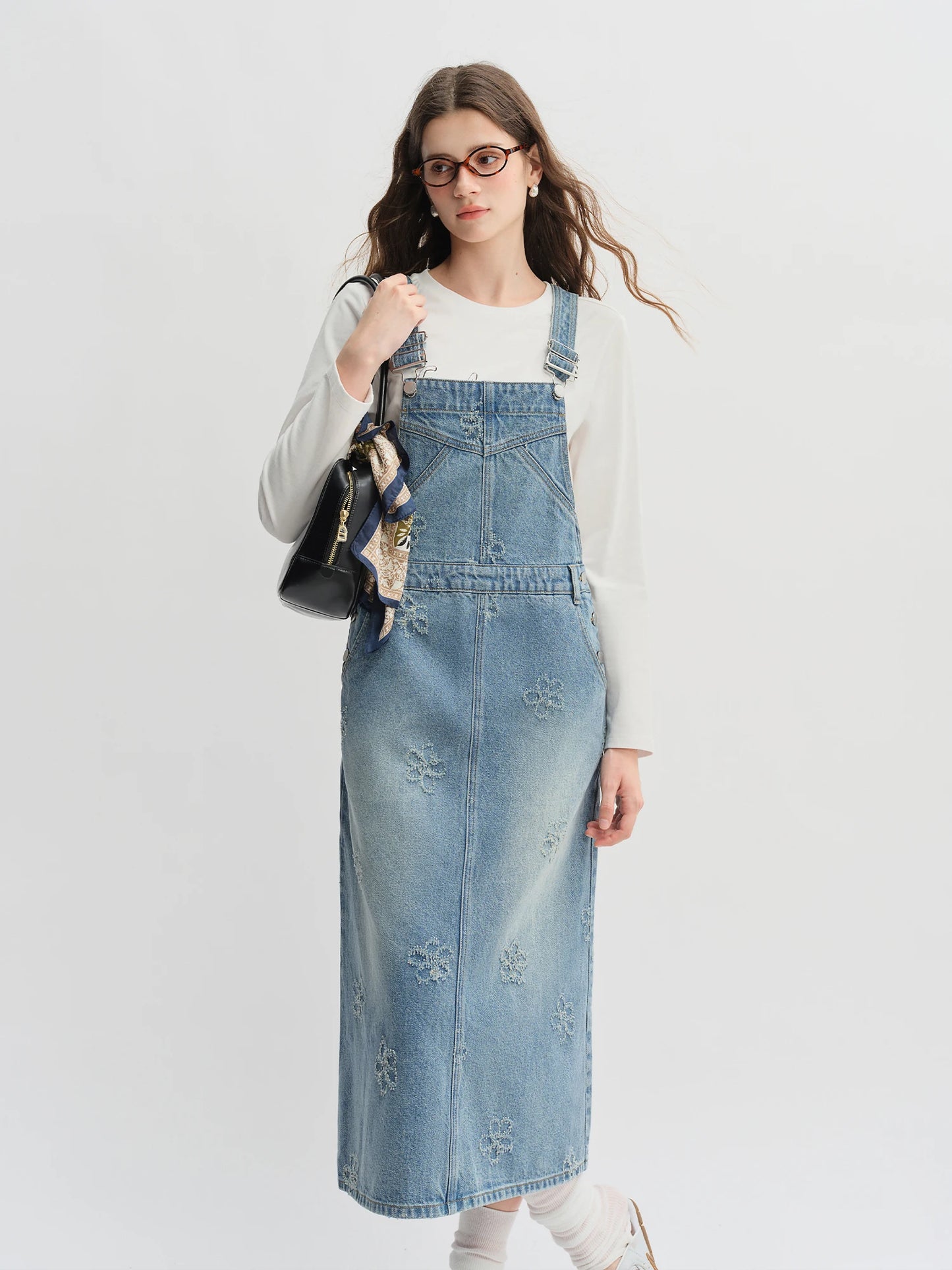 Women's Fringed Denim Jacket & Suspender Skirt Set