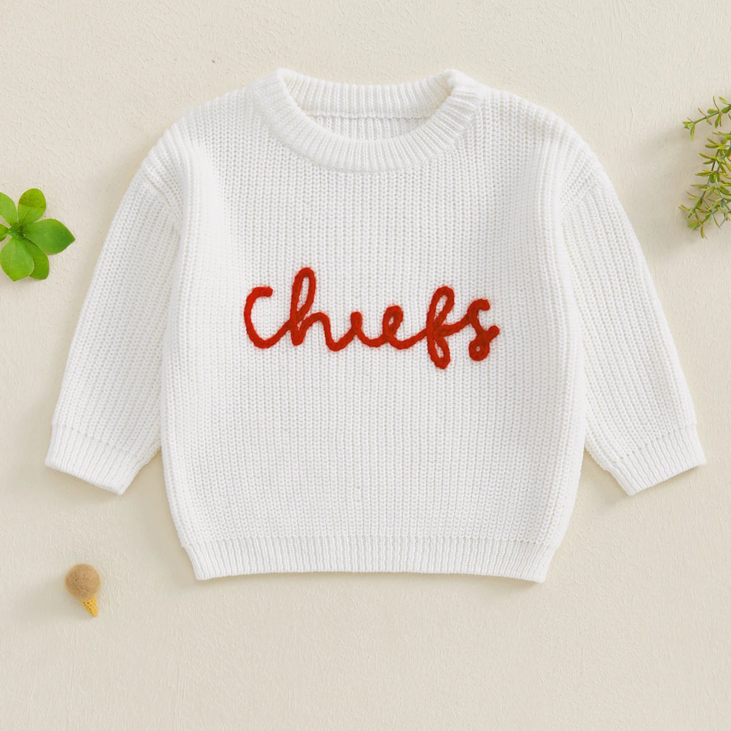 0-3Y Autumn Winter Baby Boys Girls Knit Sweater  Letter Embroidery Crew Neck Long Sleeve Pullover Top