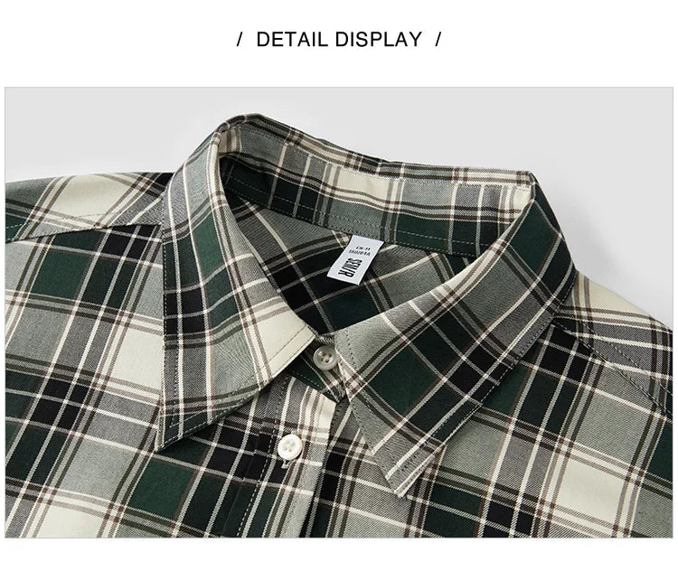 Oversized Drop Shoulder Plaid Shirt Loose Retro Casual Stylish Top