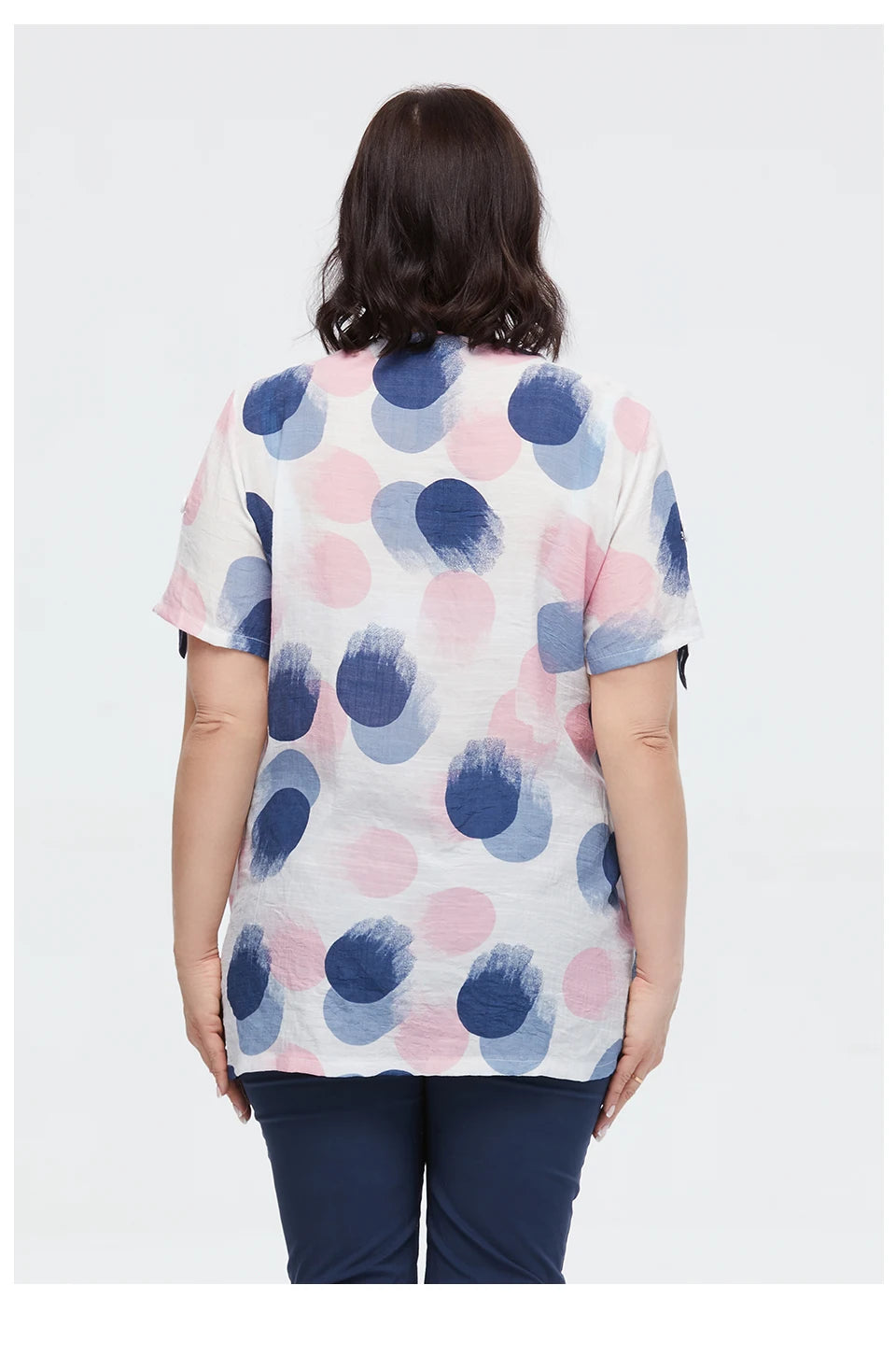 Women's Oversized Fake Two-Piece Print Shirt Blouse