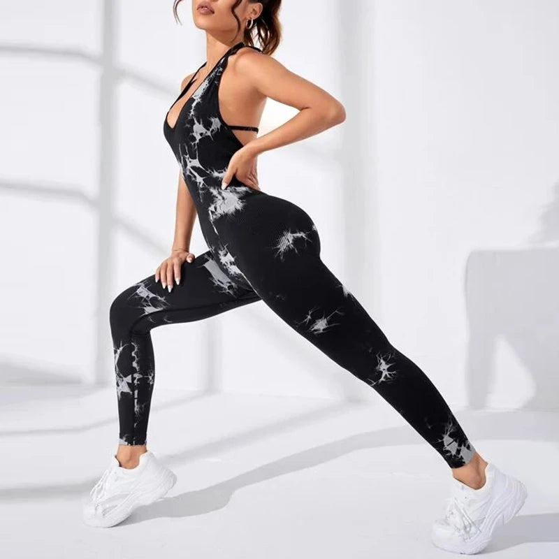 Women's Backless Sling Fitness Sports Playsuit Sleeveless Slim Activewear All In One Jumpsuit