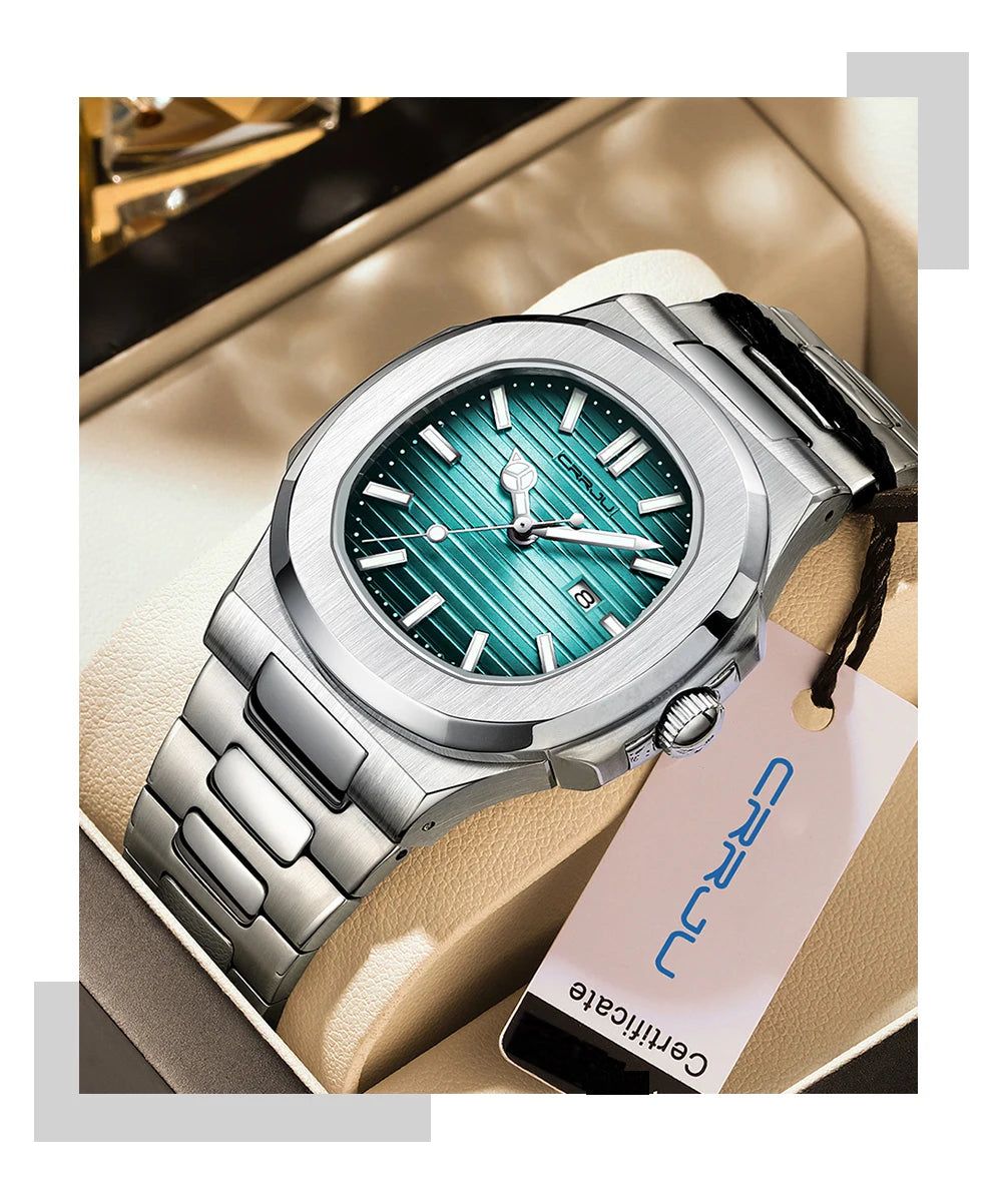 Men's Sports Watch - Square Dial Waterproof with Luminous Date Display
