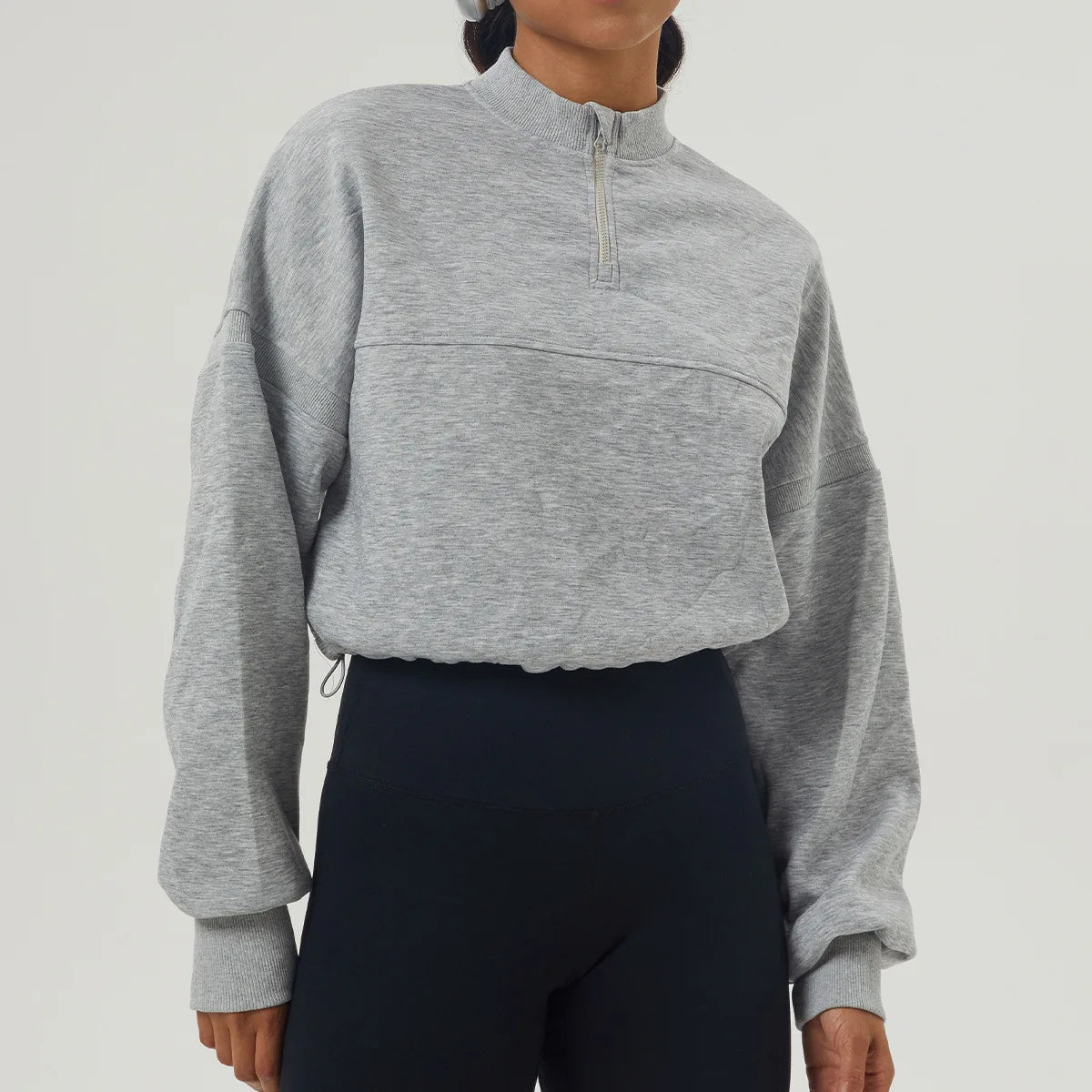 Women's Long Sleeve Loose Half Zipper Gym Breathable Running Top Fitness Workout Jacket