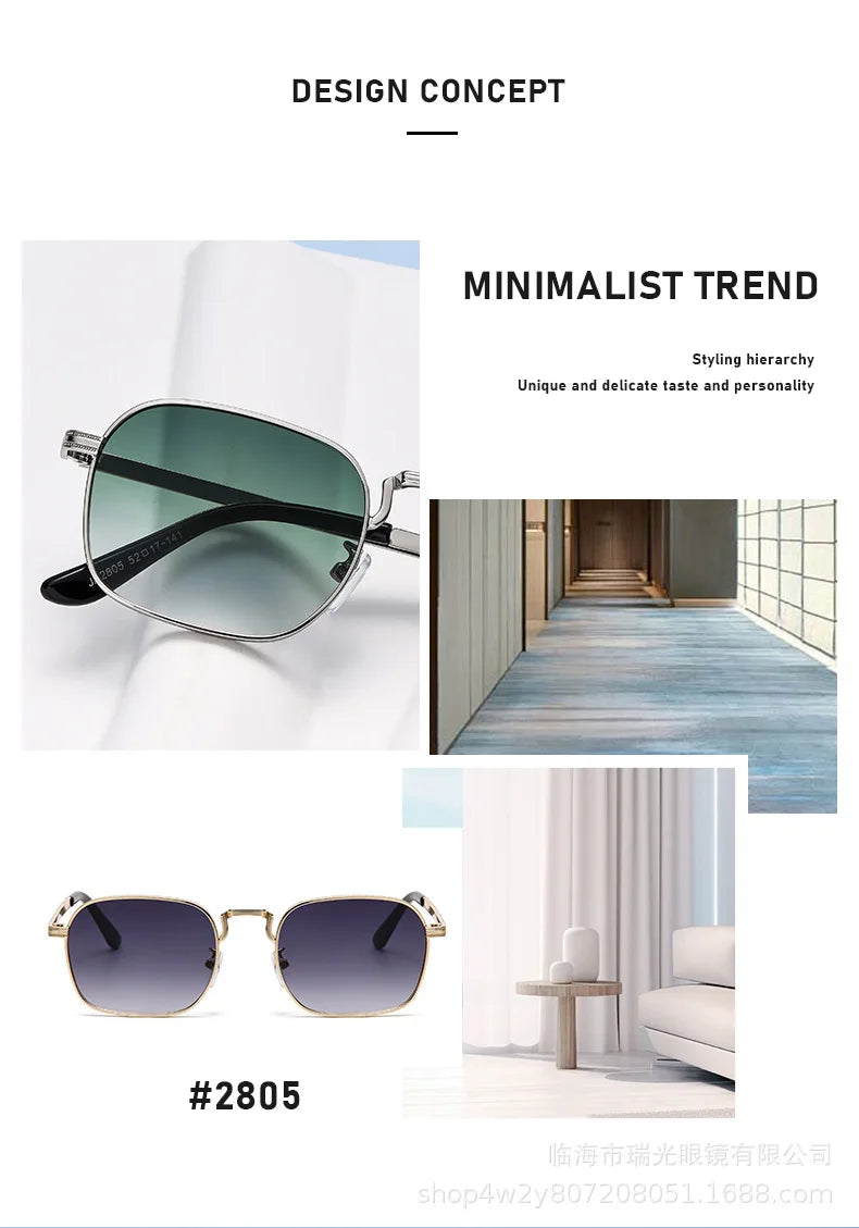 Retro Square Oval Metal Sunglasses - UV400 Protection for Women & Men