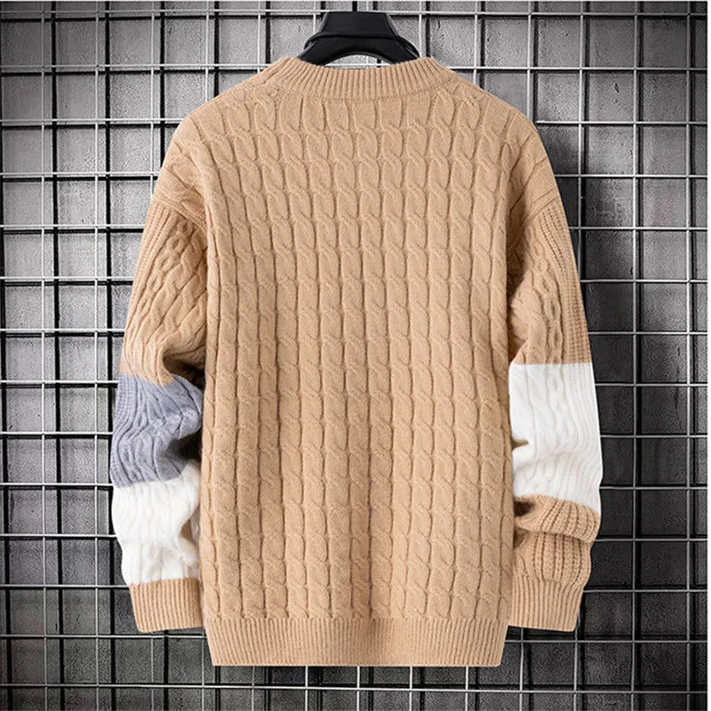 Men's Patchwork Knitted Pullover Sweater