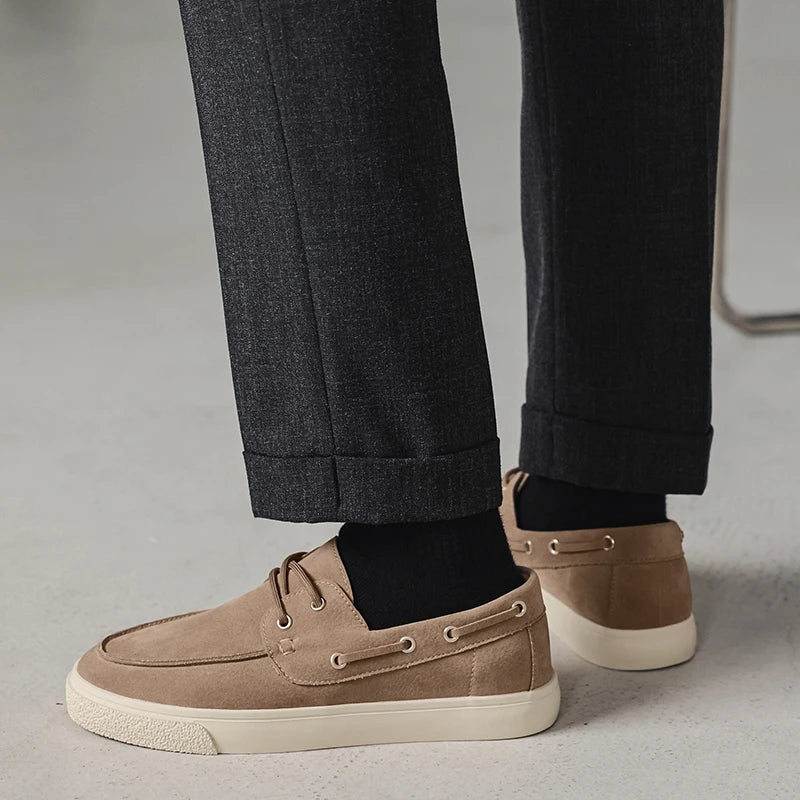 Slip-On Leather Sneakers - Men's Breathable Skateboard & Tennis Loafers