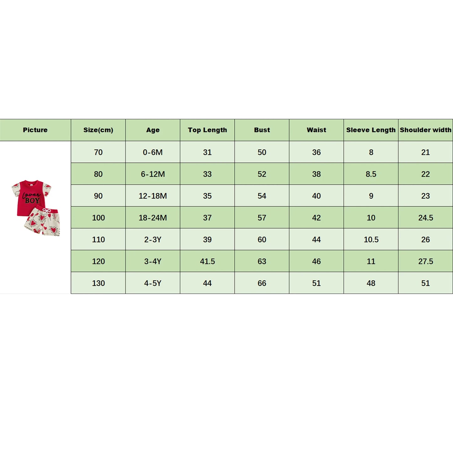 Toddler Boys Valentine's Day Outfit Set - Letter Embroidery T-Shirt & Candy Heart Shorts